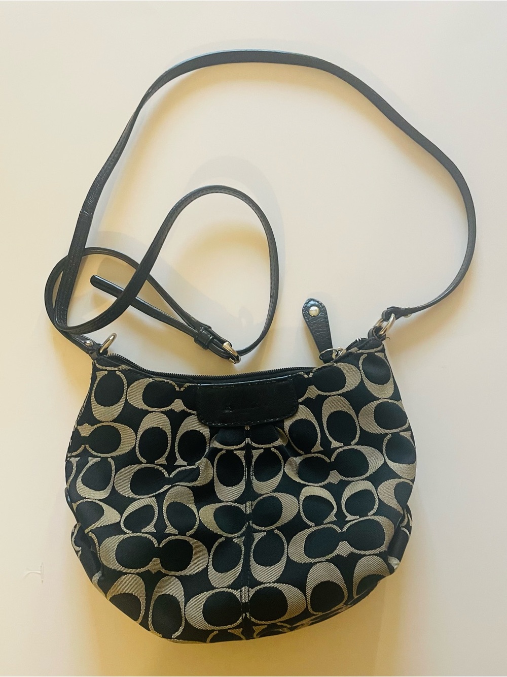 Coach Signature Canvas Crossbody Bag in Black/Khaki - Damaged